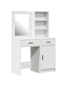 Set da tavolo da trucco con LED 2 pcs Bianco Legno multistrato 2