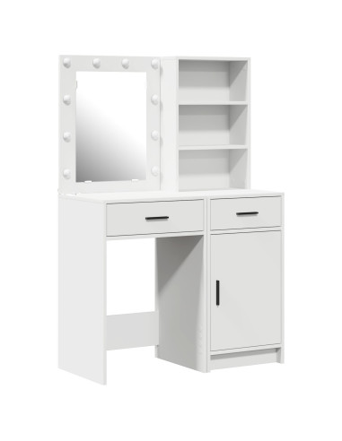 Set da tavolo da trucco con LED 2 pcs Bianco Legno multistrato