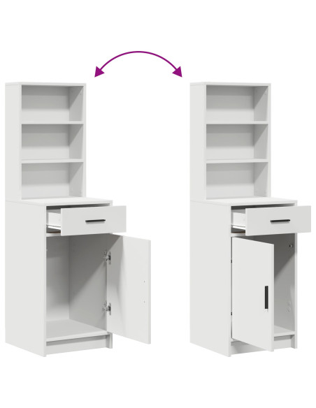 Set da Due Pezzi per Tavolo da Trucco con LED in Legno Bianco