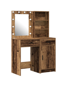 Set da tavolo da trucco con LED con porta 2 pcs Legno vecchio 2