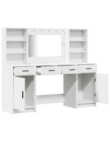 Set da tavolo da trucco con LED 3 pcs Bianco Legno multistrato