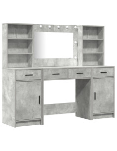 Set da tavolo da trucco con LED con porta 3 pcs Grigio cemento