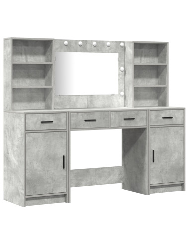 Set da tavolo da trucco con LED con porta 3 pcs Grigio cemento