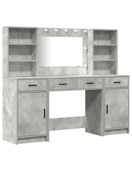 Set da tavolo da trucco con LED con porta 3 pcs Grigio cemento