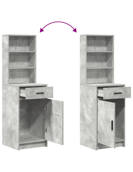 Set da tavolo da trucco con LED con porta 3 pcs Grigio cemento