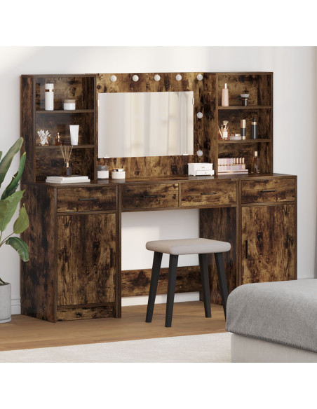 Set da Toeletta a 3 Pezzi  in Legno Ingegnerizzato Fumé