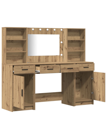 Set da tavolo da trucco con LED 3 pcs Rovere artigianale