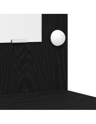 Set da tavolo da trucco con LED con cassetto 3 pcs Rovere Nero