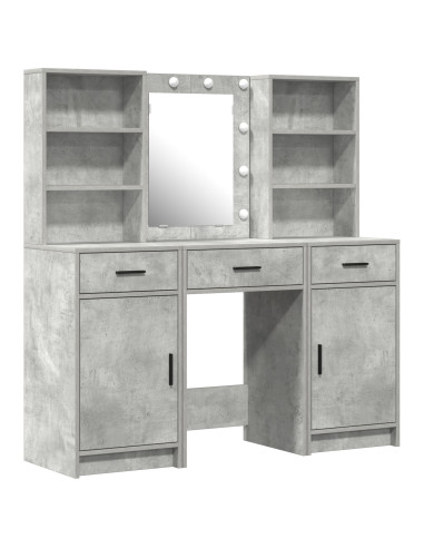 Set da tavolo da trucco con LED con porta 3 pcs Grigio cemento