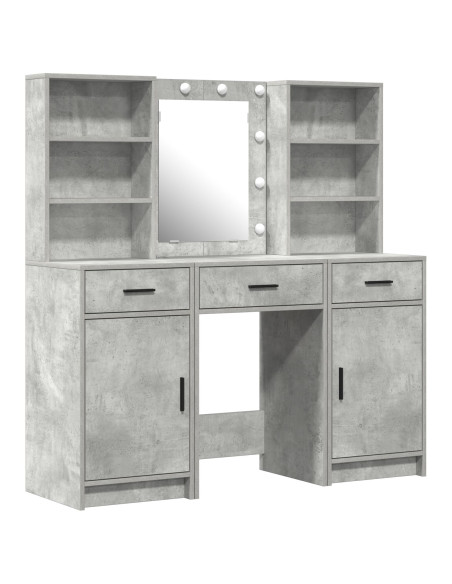 Set da tavolo da trucco con LED con porta 3 pcs Grigio cemento