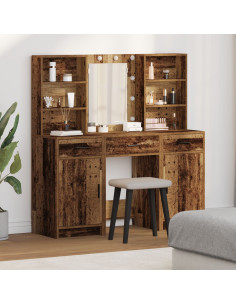 Set da tavolo da trucco con LED con porta 3 pcs Legno vecchio 2