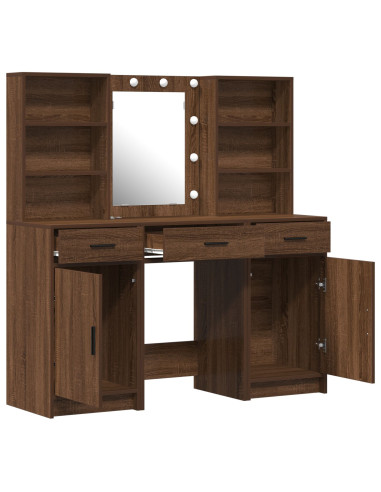 Set da tavolo da trucco con LED con porta 3 pcs Legno vecchio