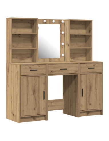 Set da tavolo da trucco con LED 3 pcs Rovere artigianale