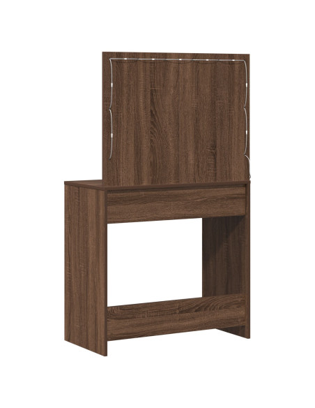 Tavolo da trucco con luci LED Rovere Marrone 78,5x41x135 cm