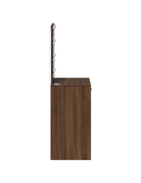 Tavolo da toeletta con luci LED Rovere marrone 50x41x135 cm