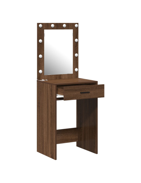 Tavolo da toeletta con luci LED Rovere marrone 50x41x135 cm
