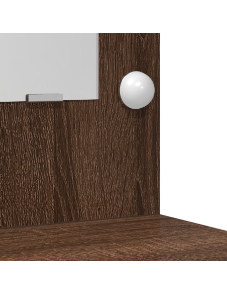 Tavolo da toeletta con luci LED Rovere marrone 50x41x135 cm