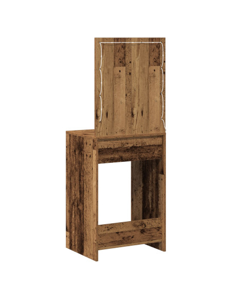 Tavolo da Trucco con Luci LED Legno Antico 50x41x135 cm