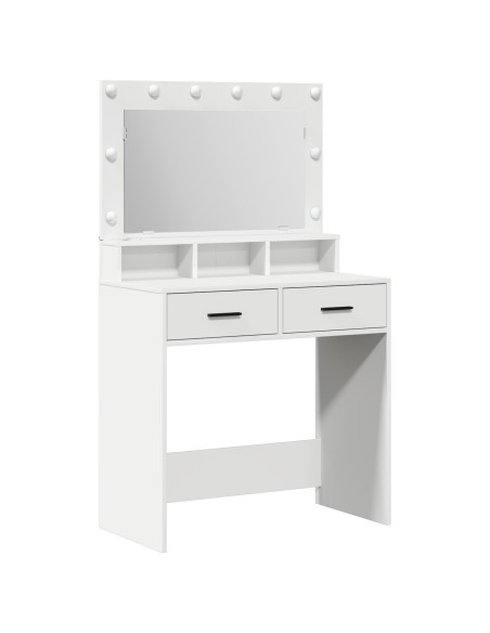 Toeletta  con luci LED, Bianca, 79x41x135 cm