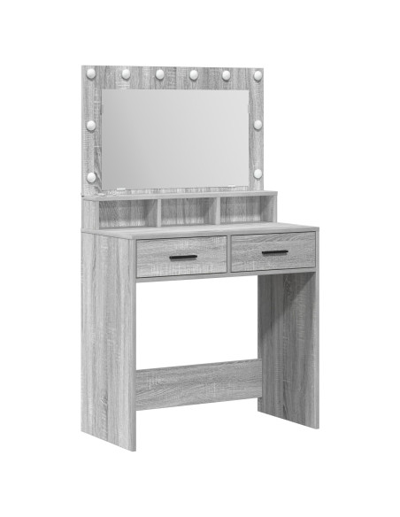 Tavolo da trucco con luci LED Grigio Sonoma 79x41x135 cm