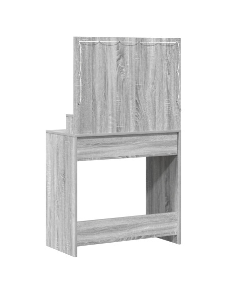 Tavolo da trucco con luci LED Grigio Sonoma 79x41x135 cm