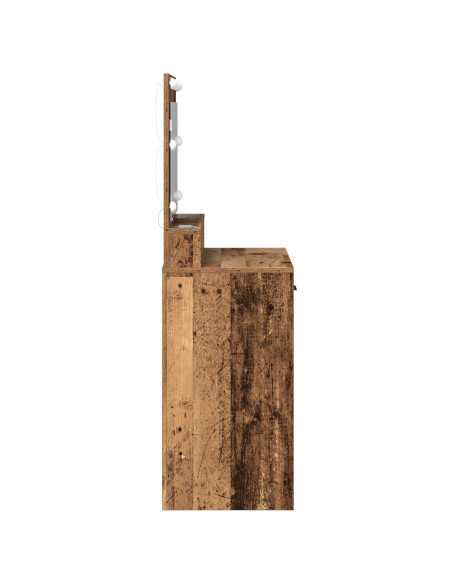 Toeletta  con luci LED in legno usato 79x41x135 cm