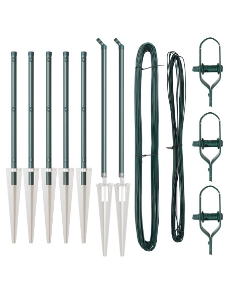 Set di Pali per Recinzione  con Picchetti Set di 7 Verde Metallo