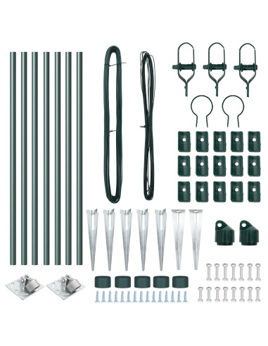 Palo della recinzione 7 pcs Verde Acciaio