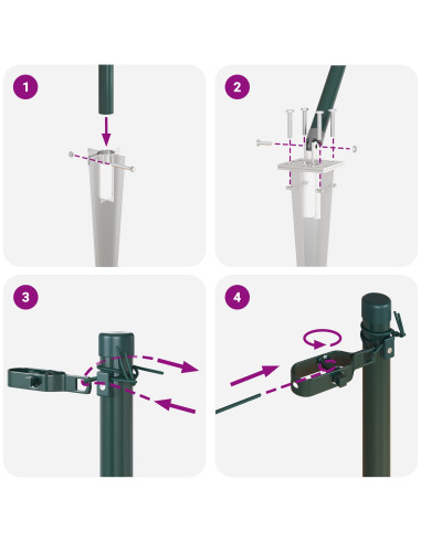Palo della recinzione 7 pcs Verde Acciaio