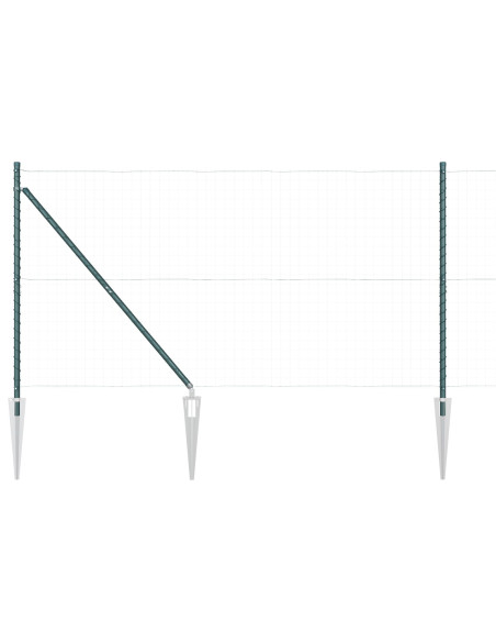 Set di pali per recinzione  con punte Set di 14 Verde Metallo