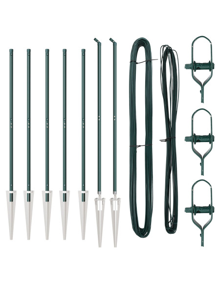 Set di pali per recinzione  con punte Set di 14 Verde Metallo