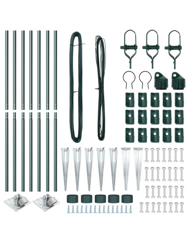 Palo della recinzione 7 pcs Verde Acciaio