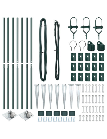 Palo della recinzione 7 pcs Verde Acciaio