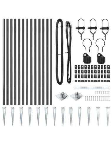 Palo della recinzione 13 pcs Grigio Acciaio