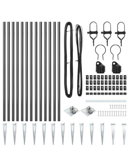 Set di Pali per Recinzione  Set di 13 Grigio Metallo