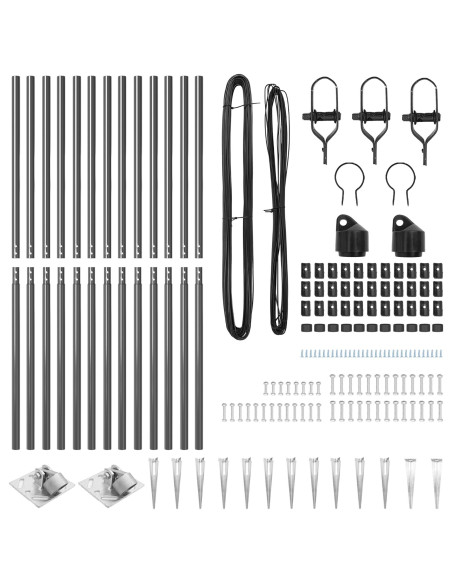 Set di Pali per Recinzione  Set di 26 Grigio Metallo
