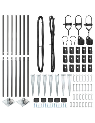 Palo della recinzione 7 pcs Grigio Acciaio