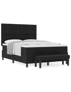 Letto a molle con materasso Nero 140 x 200 cm Tessuto 2