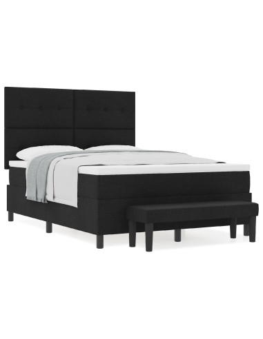 Letto a molle con materasso Nero 140 x 200 cm Tessuto