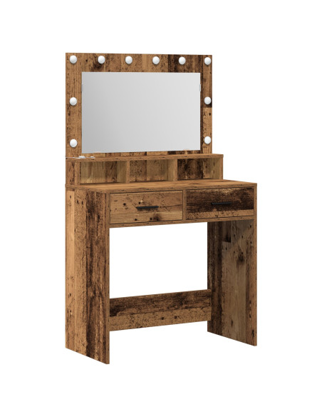 Toeletta  con luci LED in legno usato 79x41x135 cm