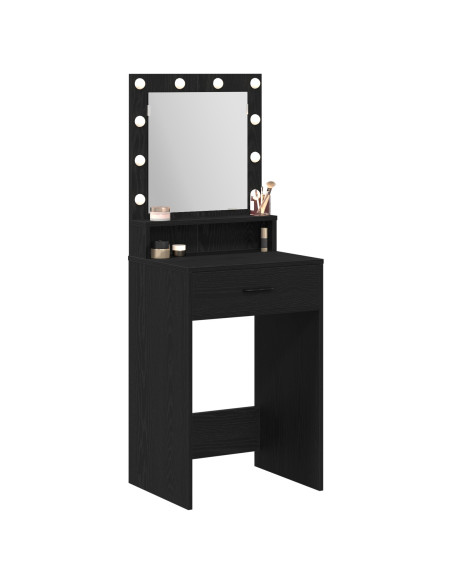 Tavolo da trucco  con luci LED, Nero Oak, 50x41x135 cm