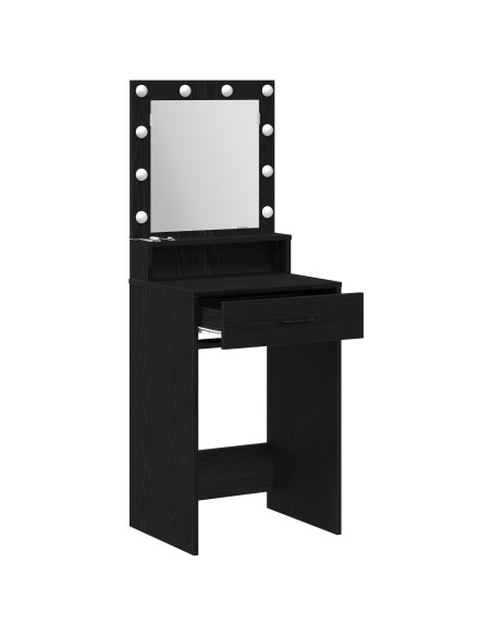 Tavolo da trucco  con luci LED, Nero Oak, 50x41x135 cm