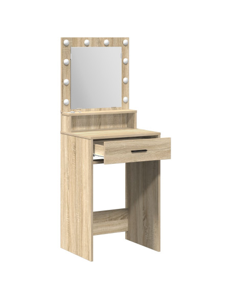 Toeletta vitaXL con luci LED Rovere Sonoma 50x41x135 cm