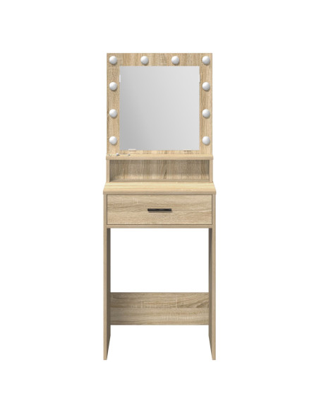 Toeletta vitaXL con luci LED Rovere Sonoma 50x41x135 cm