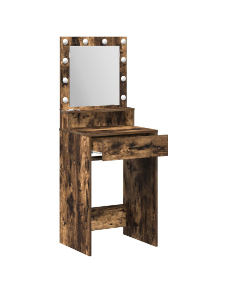 Tavolo da Trucco  con Luci a LED in Quercia Affumicata 50x41x135 cm