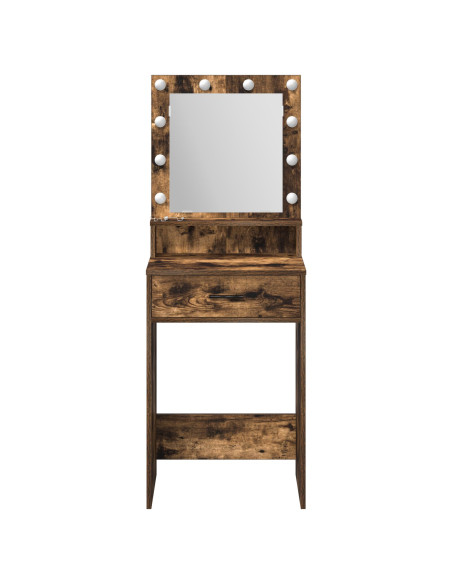 Tavolo da Trucco  con Luci a LED in Quercia Affumicata 50x41x135 cm