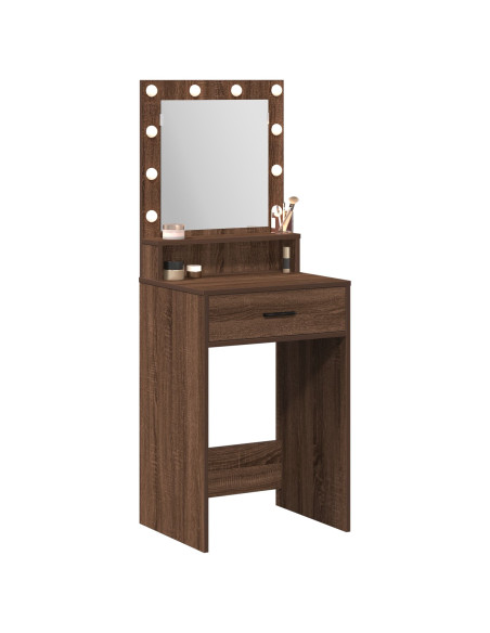 Tavolo da trucco con luci LED in Rovere Marrone 50x41x135 cm