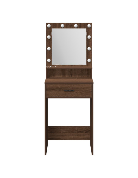 Tavolo da trucco con luci LED in Rovere Marrone 50x41x135 cm