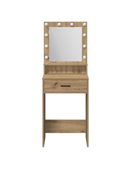 Toeletta  con luci LED in rovere artigianale 50x41x135 cm