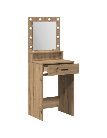 Toeletta  con luci LED in rovere artigianale 50x41x135 cm